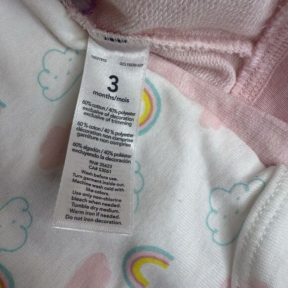 Carter's Baby Girls 3-Piece Outfit Set Size 3 Months Rainbow Pink NWT W/hoodie - Picture 5 of 7